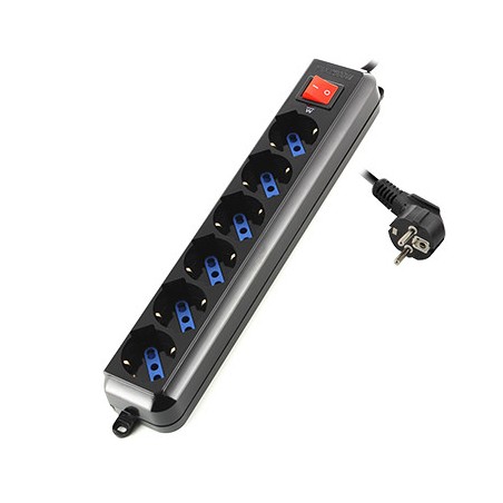 21259-Ewent EW3924 base multiple 1,5 m 6 salidas AC Negro