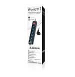 21260-Ewent EW3924 base multiple 1,5 m 6 salidas AC Negro