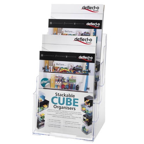 2133-EXPOSITOR SOBREMESA ESCALONADO CON 4 COMPARTIMENTOS TRANSPARENTE A4 DEFLECTO 77441