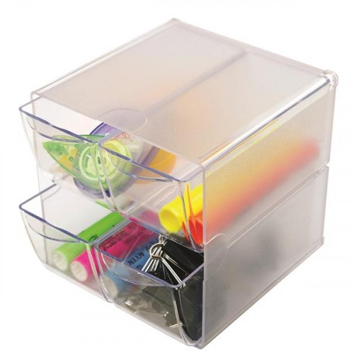 2147-ORGANIZADOR MODULAR CON CUATRO CAJONES DE 16,5X7X7 TRANSPARENTE DEFLECTO 350301