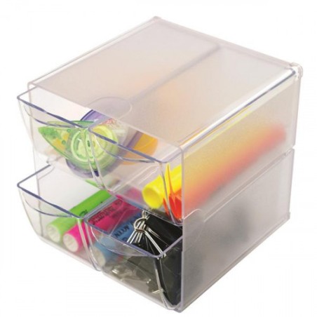 2147-ORGANIZADOR MODULAR CON CUATRO CAJONES DE 16,5X7X7 TRANSPARENTE DEFLECTO 350301