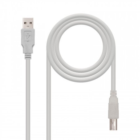 21477-Nanocable CABLE USB 2.0 IMPRESORA, TIPO A/M-B/M, BEIGE, 1.0 M