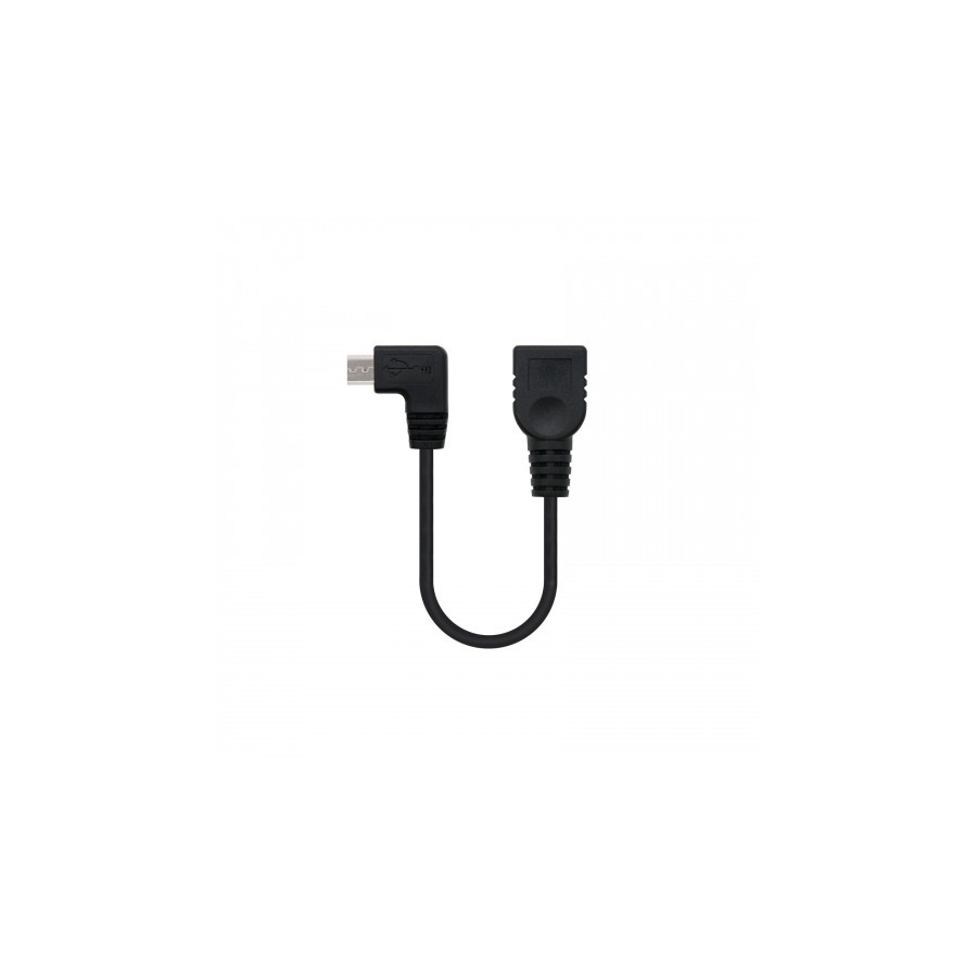 21483-Nanocable CABLE USB 2.0 OTG ACODADO, TIPO MICRO B/M-A/H, NEGRO, 15 CM