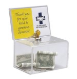 2149-CAJA PARA SUGERENCIAS O PROPINAS CON LLAVE CON EXPOSITOR 16,5X11 CM TRANSPARENTE DEFLECTO 596901