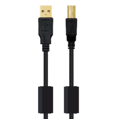 NANOCABLE  CABLE USB 2.0 IMPRESORA HQ CON FERRITA, TIPO A/M-B/M, NEGRO, 2.0 M (10.01.1202)