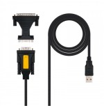 21538-Nanocable CONVERTIDOR USB A SERIE, TIPO A/M-RS232 DB9/M DB25/M, 1,8 M