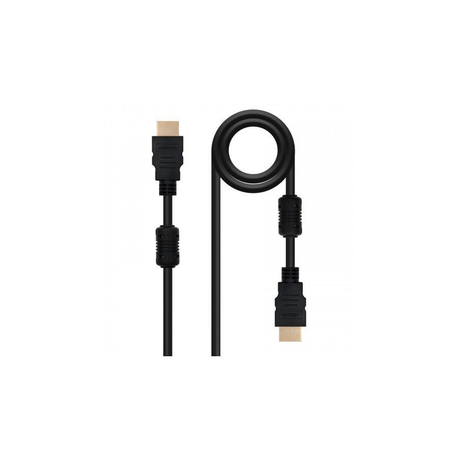 21546-Nanocable CABLE HDMI V1.4 (ALTA VELOCIDAD / HEC) CON FERRITA, A/M-A/M, 1.8 M