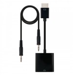 21560-Nanocable CONVERSOR HDMI A SVGA+AUDIO, HDMI/M-SVGA/H+3.5/H, NEGRO, 10 CM+1.0 M