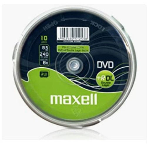 MAXELL DVD 8,5 GB. GRABABLE. DOBLE CAPA. TARRINA 10 UNIDADES. 4X