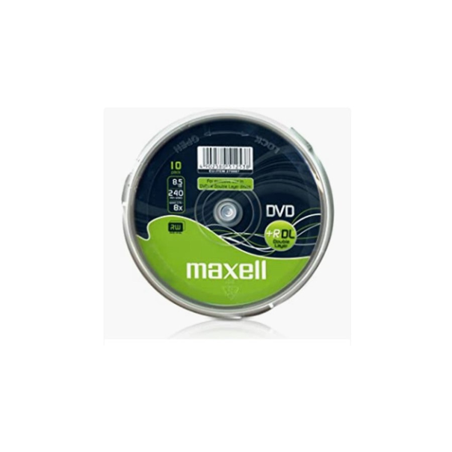MAXELL DVD 8,5 GB. GRABABLE. DOBLE CAPA. TARRINA 10 UNIDADES. 4X