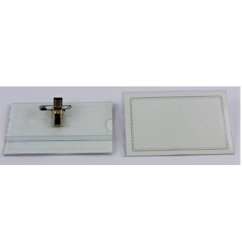 2207-CAJA 50 FUNDAS IDENTIFICACION PVC RIGIDO APAISADO 55X87MM CON PINZA+IMPERDIBLE IBERPLAS 2076PI50