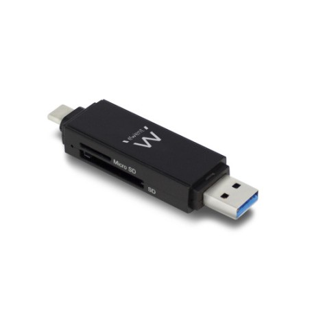 22165-Ewent EW1075 lector de tarjeta USB 3.2 Gen 1 (3.1 Gen 1) Type-A/Type-C Negro
