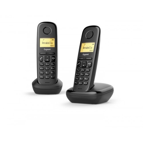 22224-Gigaset A170 Duo Telefono DECT/analogico Negro Identificador de llamadas