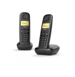 22224-Gigaset A170 Duo Telefono DECT/analogico Negro Identificador de llamadas