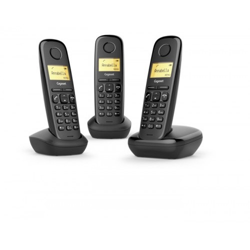 22227-Gigaset A170 Trio Telefono DECT/analogico Negro Identificador de llamadas