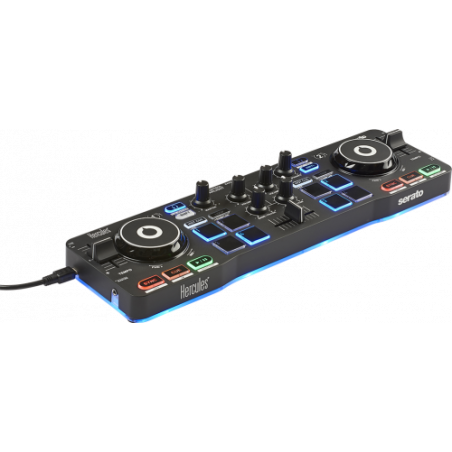 22397-Hercules Starlight Mesa de mezclas con opcion de realizar scratch conectando un CDJ 2 canales Negro