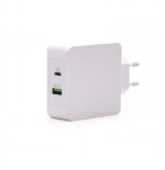 22538-TooQ Cargador de Pared doble puerto USB-C PD + USB A QC3.0, 48W