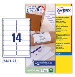 2260-PAQUETE 25 HOJAS ETIQUETAS BLANCAS QUICK DRY-IMPRESORAS DE INYECCION DE TINTA-99,1X38,1 MM AVERY J8163-25