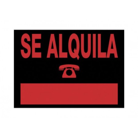 22784-CARTEL "SE ALQUILA" 350X250 MM PVC NEGRO ARCHIVO 2000 6168 NE