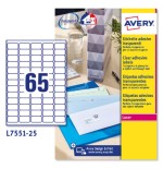 2291-PAQUETE 25 HOJAS MINI ETIQUETAS TRANSPARENTES-IMPRESORAS LASER-38,1X21,2 MM AVERY L7551-25