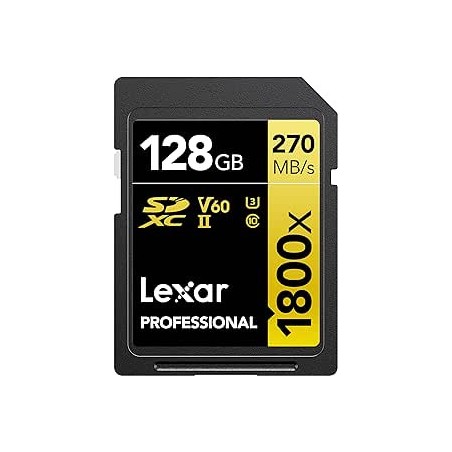 LEXAR 128GB PROFESSIONAL 1800X SDXC UHS-II CARDS,  UP TO 280MB/S READ 210MB/S WRITE C10 V60 U3