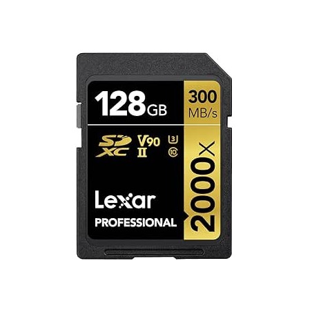 LEXAR 128GB PROFESSIONAL 2000X SDXC UHS-II CARDS, UP TO 300MB/S READ 260MB/S WRITE C10 V90 U3
