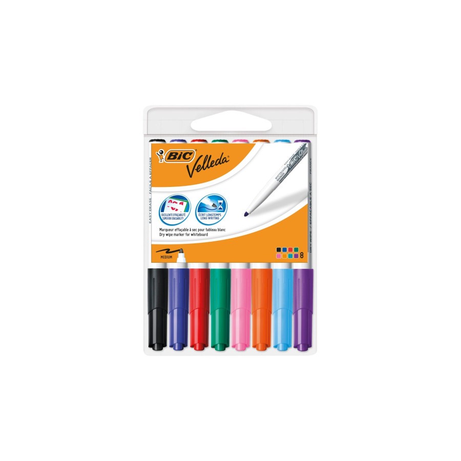 22977-ESTUCHE 8 MARCADORES PARA PIZARRA BLANCA 1741 TINTA A BASE DE ACETONA TRAZO 1,4MM. SURTIDOS VELLEDA 503844