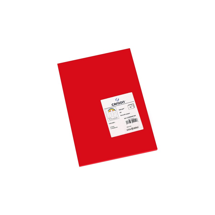 PACK 50 HOJAS CARTULINA IRIS A3 185G ROJO CANSON C200040194