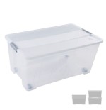 23029-CAJA DE ALMACENAJE CON TAPA Y RUEDAS 61 LITROS 40X68X31CM PP TRANSPARENTE ARCHIVO 2000 CP1482061 CS TP