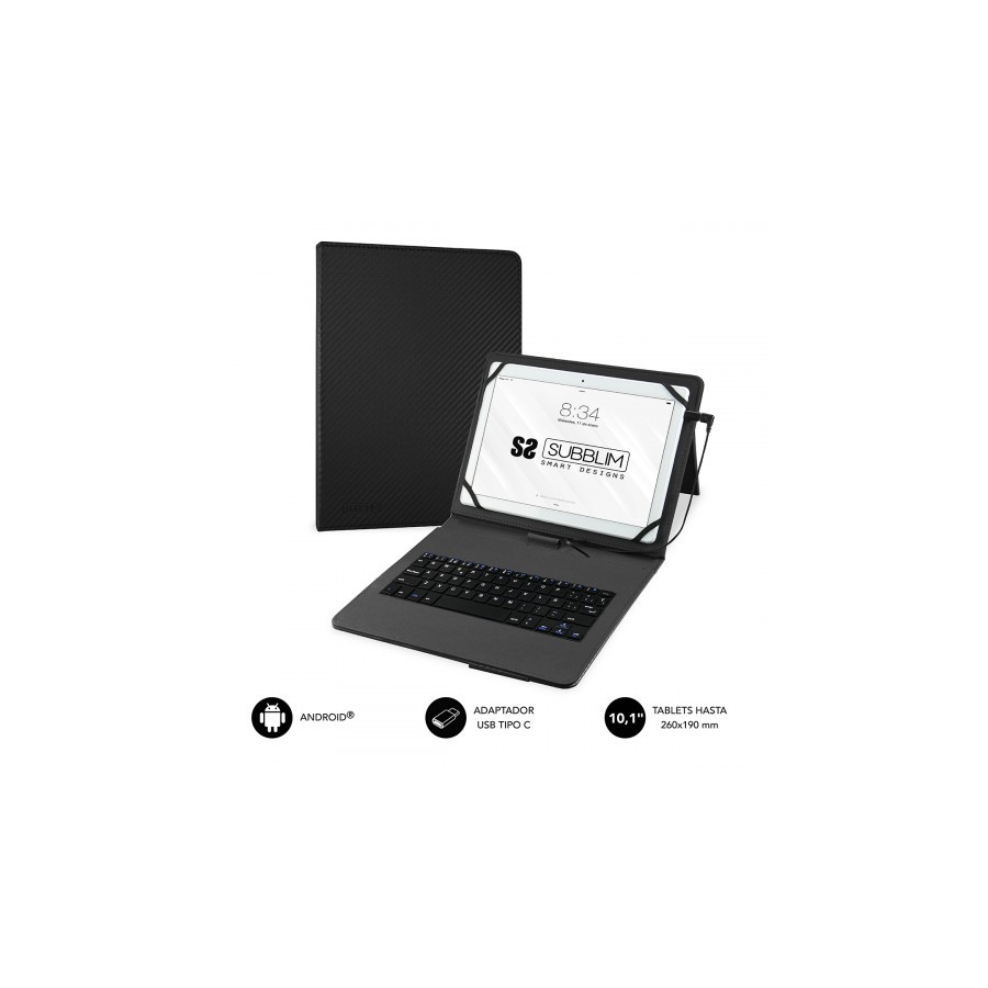 23122-SUBBLIM Funda con Teclado Micro USB - USB C KEYTAB PRO USB 10,1" Black