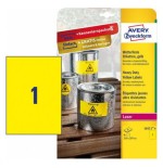 2314-PAQUETE 8 HOJAS ETIQUETAS AMARILLAS DE POLIESTER-IMPRESORAS LASER-210 X 297 MM AVERY L6111-8