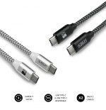 23152-SUBBLIM PACK 2 CABLES USB TIPO USB-C A USB-C 1 M BLACK/SILVER