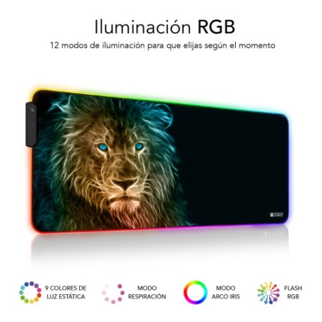 SUBBLIM Alfombrilla/Tapete Raton con Luz LED RGB 9 colores Extra Grande Leon