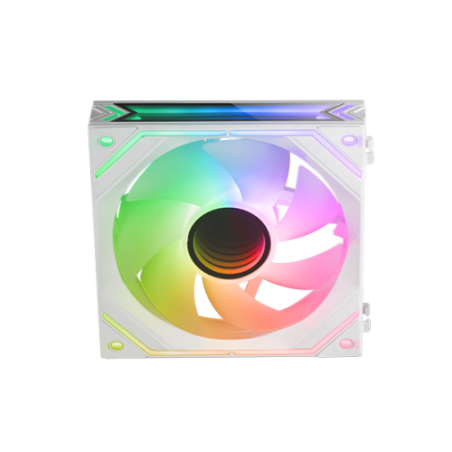 MARS GAMING MF-LINKFINITY, 120MM PWM MODULAR FAN, LINKFINITY CONTACT SYSTEM, INFINITY MIRROR ARGB 360o, WHITE