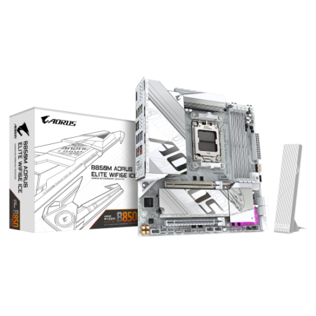 23346-GIGABYTE B850M AORUS ELITE WIFI6E ICE Placa Base - Procesadores AMD Ryzen Serie 9000, 12+2+1 fases VRM digitales,