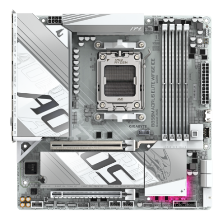 23347-GIGABYTE B850M AORUS ELITE WIFI6E ICE Placa Base - Procesadores AMD Ryzen Serie 9000, 12+2+1 fases VRM digitales,