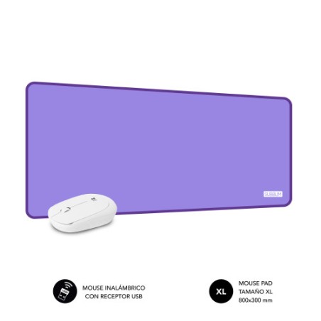 23429-SUBBLIM Alfombrilla con Raton Harmony Pack Mousepad XL + Wireless Mouse Purple