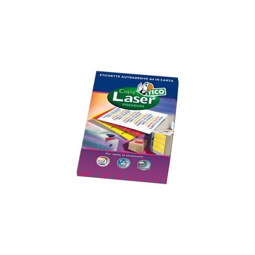 2372-CAJA 70 HOJAS ETIQUETAS AMARILLO FLUORESCENTE CON MARGENES-LASER/INYECCION DE TINTA/FOTOCOPIADORAS-70X36 MM TICO LP