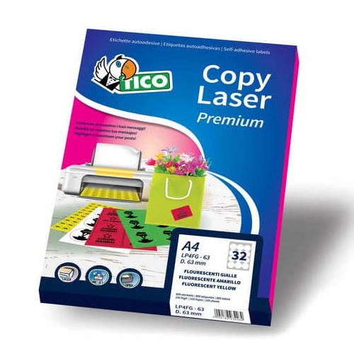 CAJA 70 HOJAS ETIQUETAS NARANJA FLUORESCENTE CON ESQUINAS REDONDAS-LASER/INYECCION DE TINTA/FOTOCOPIADORAS-200X142 MM TICO LP4FA