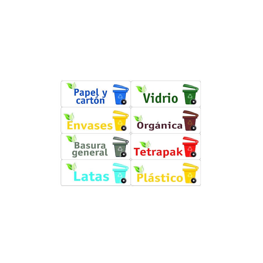 2385-KIT 24 ETIQUETAS PARA BASURA SURTIS, 120X45MM, 3 HOJAS TICO KIT-OF24-ES