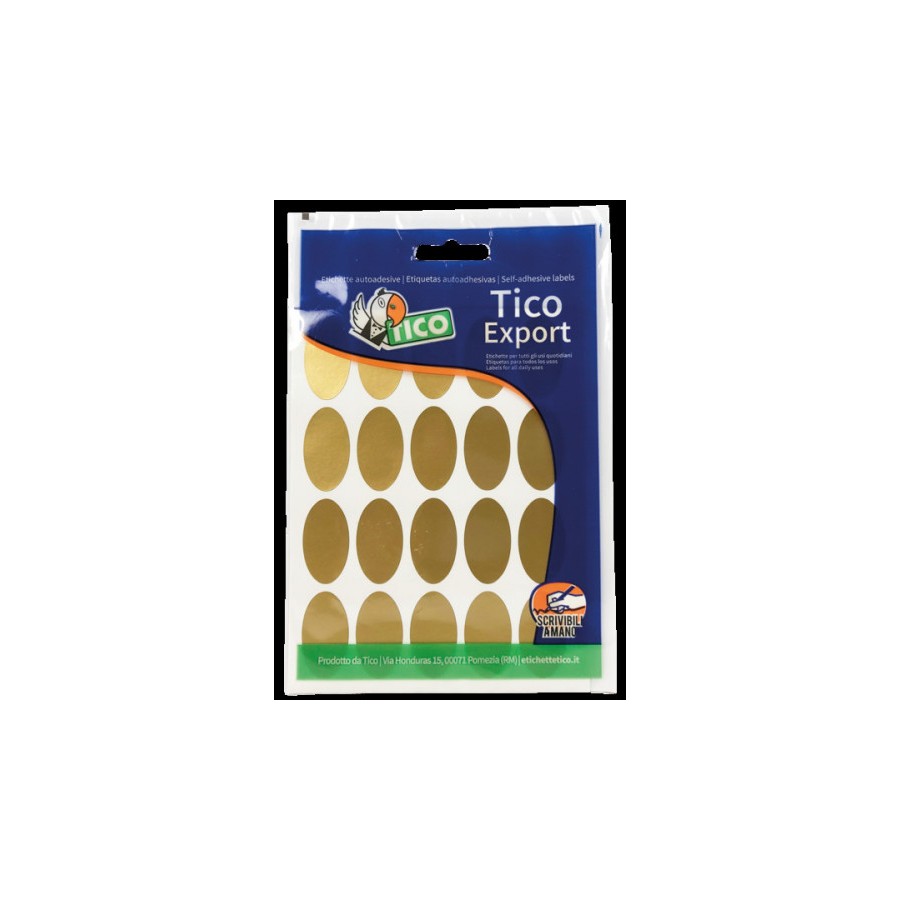 2386-PAQUETE 10 HOJAS ETIQUETAS SATINADAS ORO 36X20 MM TICO E-GL-3620