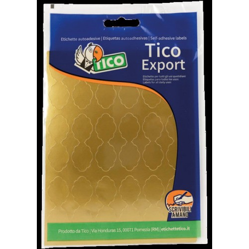2388-PAQUETE 10 HOJAS ETIQUETAS SATINADAS ORO 48X18 MM TICO E-GL-4818