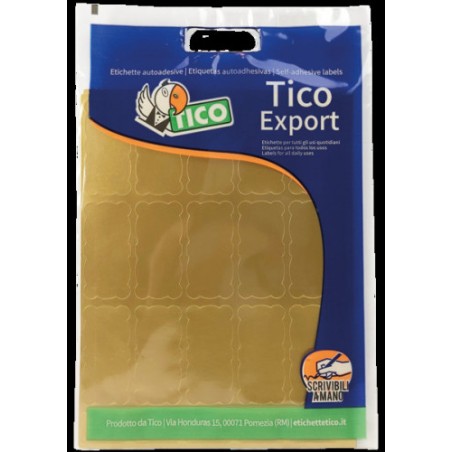 2389-PAQUETE 10 HOJAS ETIQUETAS SATINADAS ORO 45X21 MM TICO E-GL-4521