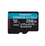 24383-Kingston Technology Tarjeta microSDXC Canvas Go Plus Gen4 de 256 GB, 200 MB/s, A2 U3 V30 y adaptador