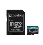 24384-Kingston Technology Tarjeta microSDXC Canvas Go Plus Gen4 de 64 GB, 200 MB/s, A2 U3 V30 y adaptador