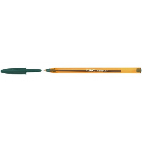 24423-BOLIGRAFO CRISTAL FINE CUERPO NARANJA TRAZO 0,3 MM. COLOR VERDE BIC 872729