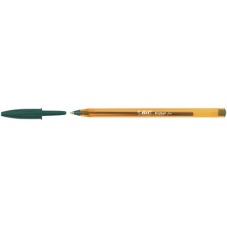 24423-BOLIGRAFO CRISTAL FINE CUERPO NARANJA TRAZO 0,3 MM. COLOR VERDE BIC 872729