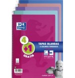 24471-PACK 4+1 CUADERNO ESPIRAL TAPA BLANDA FOLIO 80 HOJAS 4X4 CON MARGEN COLORES TENDENCIA OXFORD 400072719