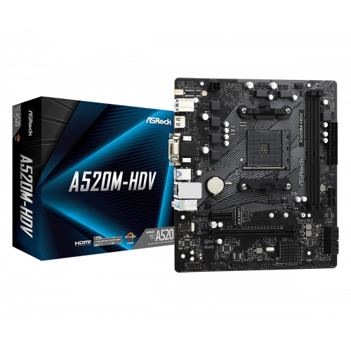 24485-#PLACA ASROCK A520M-HDV,AMD,AM4,A520,2DDR4,MATX