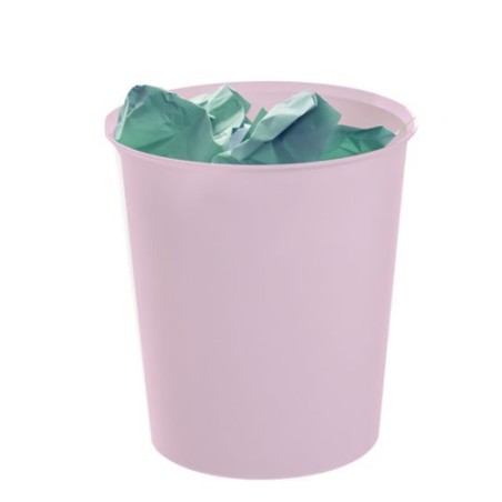 24522-PAPELERA ECOGREEN 100% RECICLADO Y RECICLABLE ROSA PASTEL 18 LITROS 290X310 MM ARCHIVO 2000 2001 RS PS